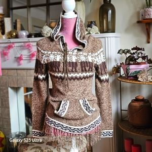 Gorgeous handmade mohair knit hoodie, size Extra Small - Small.